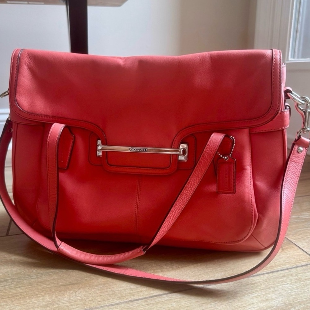 Coach Red Leather Shoulder Bag - Picture 2 of 7